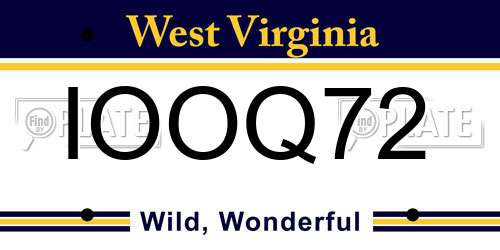 IOOQ72 West Virginia License Plate