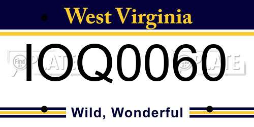 IOQ0060 West Virginia License Plate