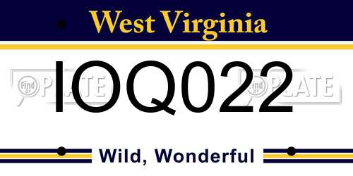 IOQ022 West Virginia License Plate