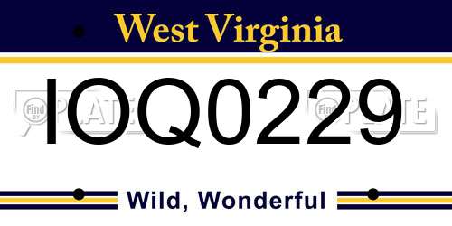 IOQ0229 West Virginia License Plate