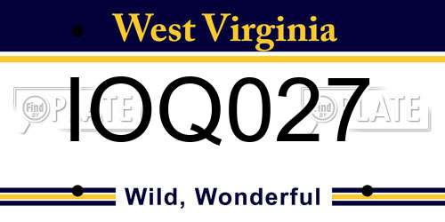IOQ027 West Virginia License Plate