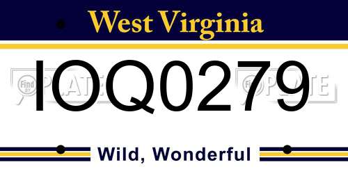 IOQ0279 West Virginia License Plate