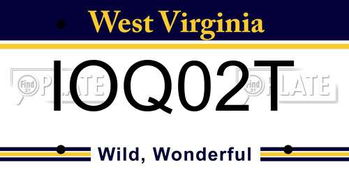 IOQ02T West Virginia License Plate