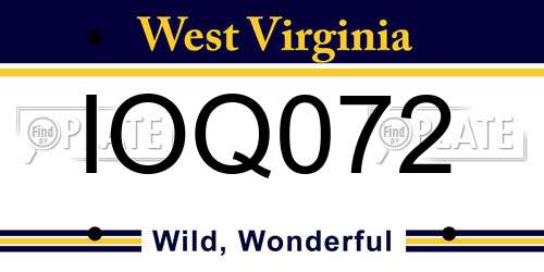 IOQ072 West Virginia License Plate