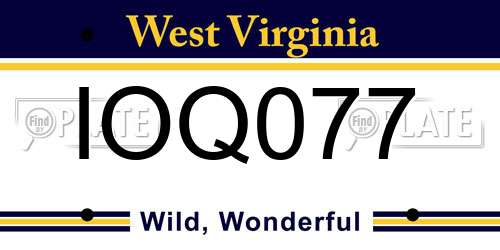 IOQ077 West Virginia License Plate