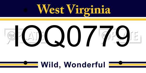 IOQ0779 West Virginia License Plate