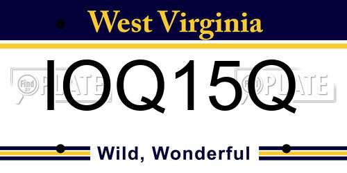 IOQ15Q West Virginia License Plate