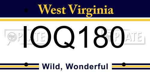 IOQ180 West Virginia License Plate