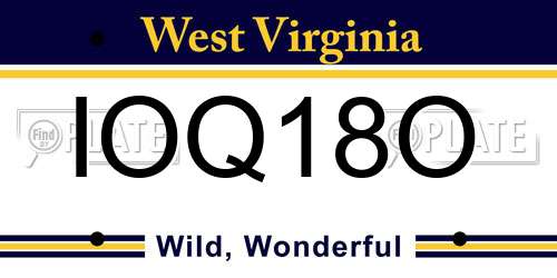 IOQ18O West Virginia License Plate