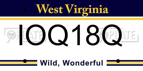 IOQ18Q West Virginia License Plate
