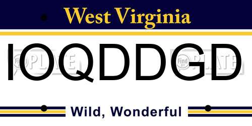IOQDDGD West Virginia License Plate