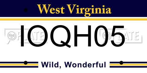 IOQH05 West Virginia License Plate