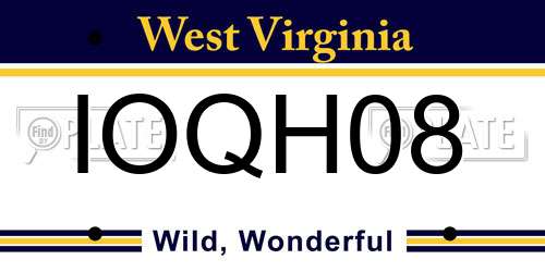IOQH08 West Virginia License Plate