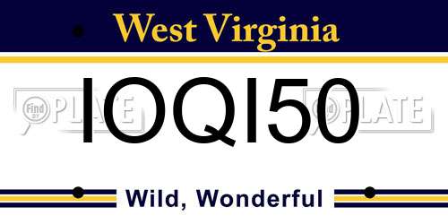 IOQI50 West Virginia License Plate