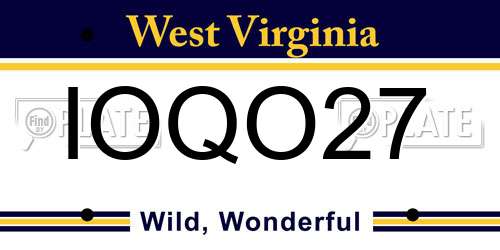 IOQO27 West Virginia License Plate