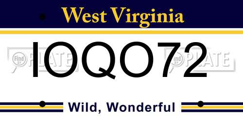 IOQO72 West Virginia License Plate