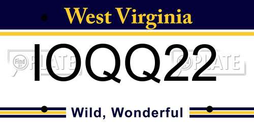 IOQQ22 West Virginia License Plate