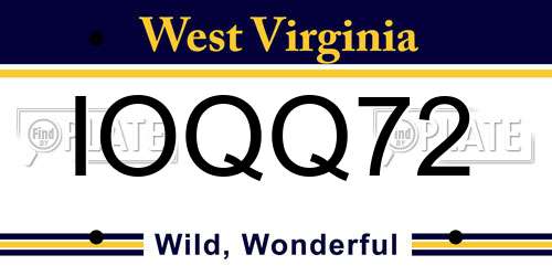 IOQQ72 West Virginia License Plate