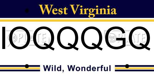 IOQQQGQ West Virginia License Plate