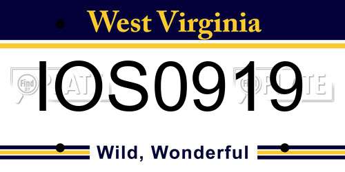IOS0919 West Virginia License Plate