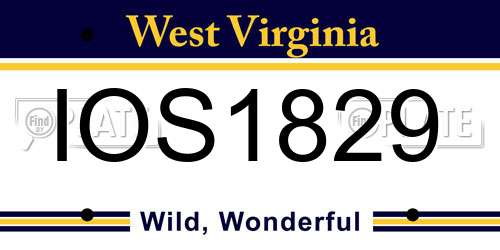 IOS1829 West Virginia License Plate