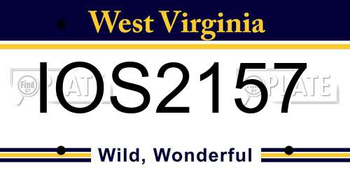 IOS2157 West Virginia License Plate