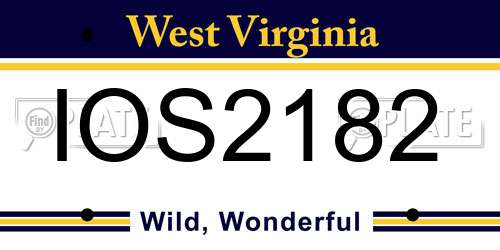 IOS2182 West Virginia License Plate