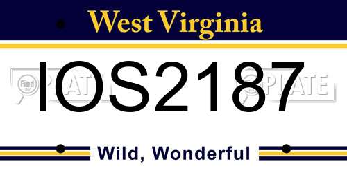 IOS2187 West Virginia License Plate