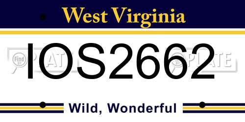 IOS2662 West Virginia License Plate