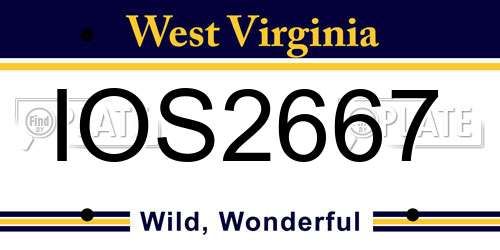 IOS2667 West Virginia License Plate
