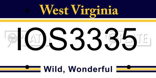 IOS3335 West Virginia License Plate