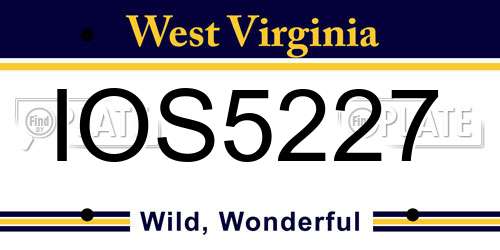 IOS5227 West Virginia License Plate