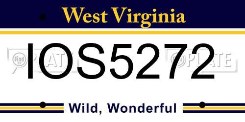 IOS5272 West Virginia License Plate