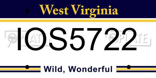 IOS5722 West Virginia License Plate