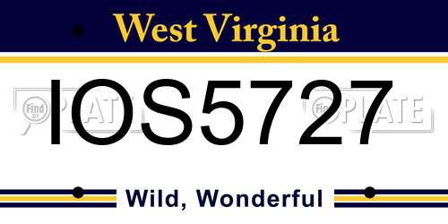 IOS5727 West Virginia License Plate