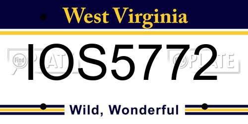 IOS5772 West Virginia License Plate