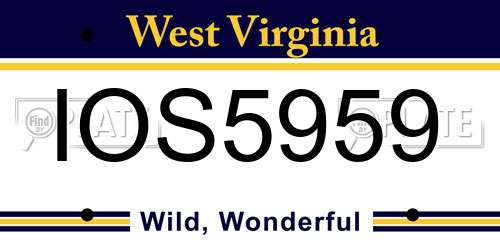 IOS5959 West Virginia License Plate
