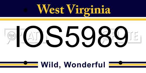 IOS5989 West Virginia License Plate