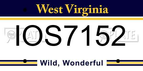 IOS7152 West Virginia License Plate