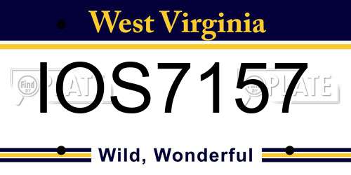 IOS7157 West Virginia License Plate