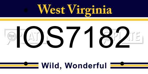 IOS7182 West Virginia License Plate
