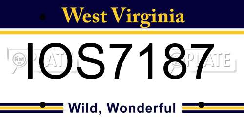 IOS7187 West Virginia License Plate