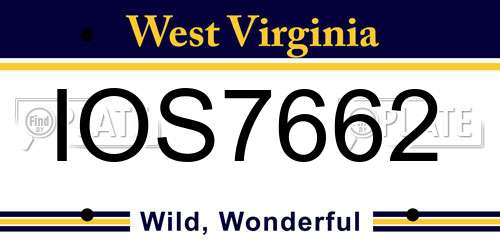 IOS7662 West Virginia License Plate