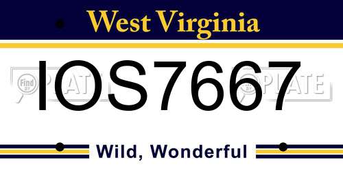 IOS7667 West Virginia License Plate