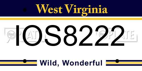 IOS8222 West Virginia License Plate