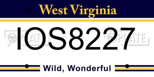 IOS8227 West Virginia License Plate
