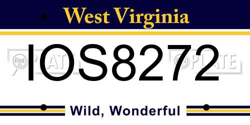 IOS8272 West Virginia License Plate