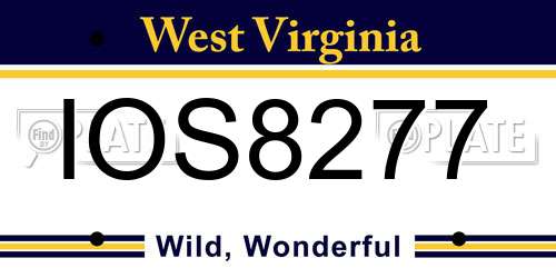IOS8277 West Virginia License Plate