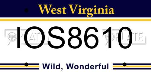IOS8610 West Virginia License Plate