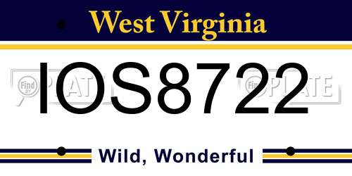 IOS8722 West Virginia License Plate